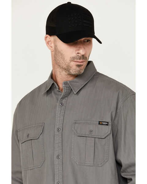 Image #2 - Hawx Men's Long Sleeve Button-Down Work Shirt , Medium Grey, hi-res