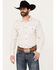 Image #1 - Gibson Trading Co Men's Barbed Wire Geo Print Long Sleeve Western Snap Shirt, White, hi-res