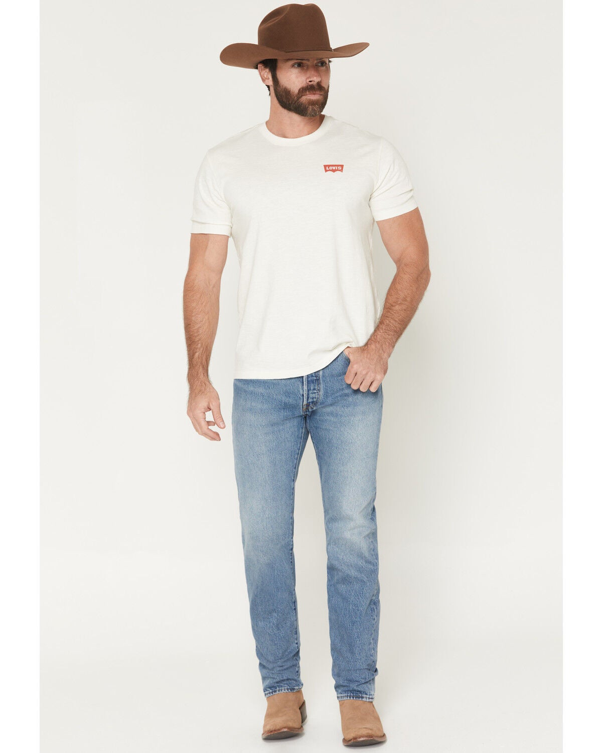 Image #1 - Levi's Men's 501&reg; Road Work Medium Wash Relaxed Straight Rigid Denim Jeans, Medium Wash, hi-res