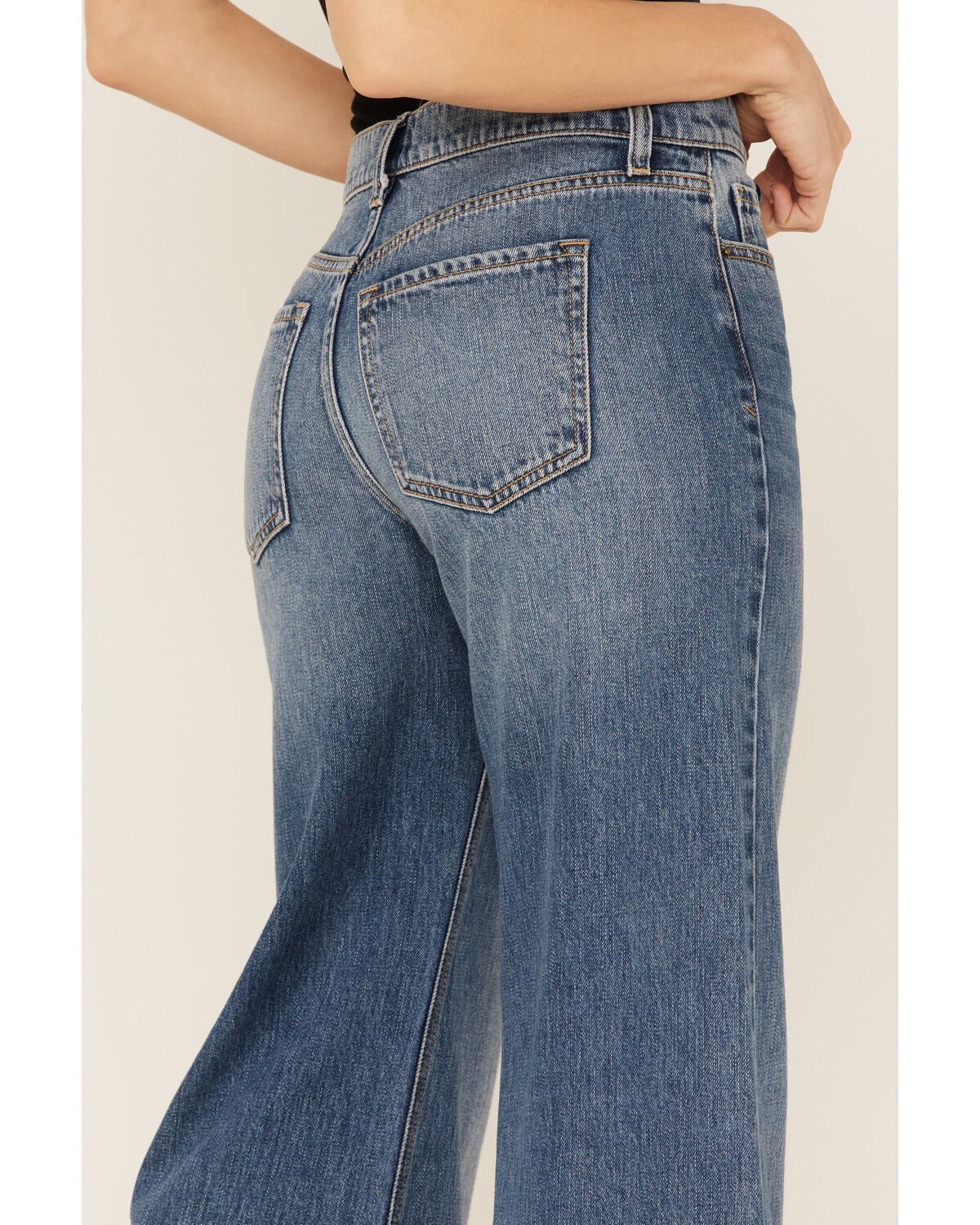 Image #4 - Sneak Peek Women's Light Wash High Rise Vintage Wide Leg Jeans, Blue, hi-res