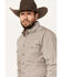 Image #2 - Justin Men's Boot Barn Exclusive Medallion Print Long Sleeve Button-Down Stretch Western Shirt, Charcoal, hi-res