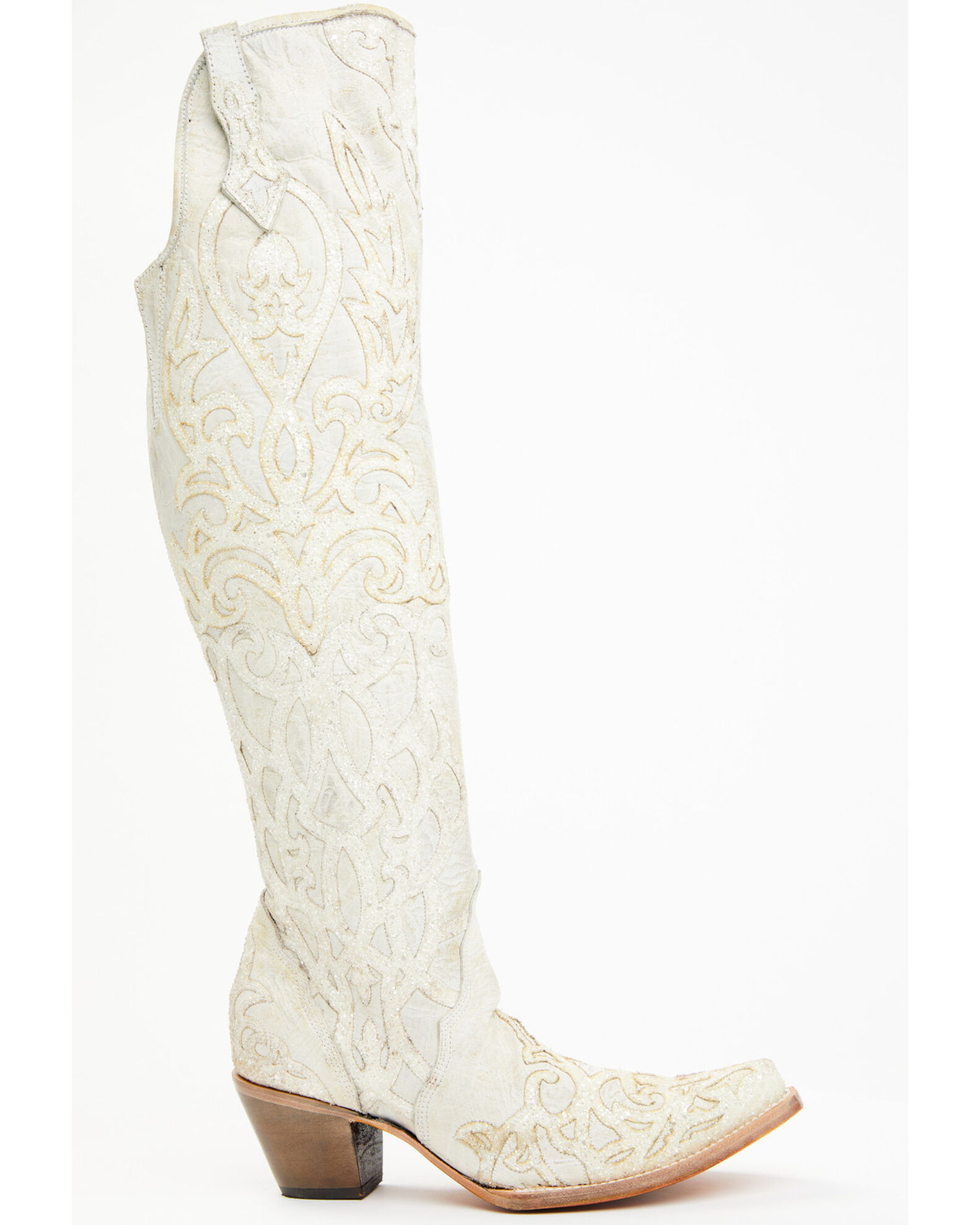 Image #2 - Corral Women's Glitter Overlay Tall Western Boots - Snip Toe, Beige/khaki, hi-res