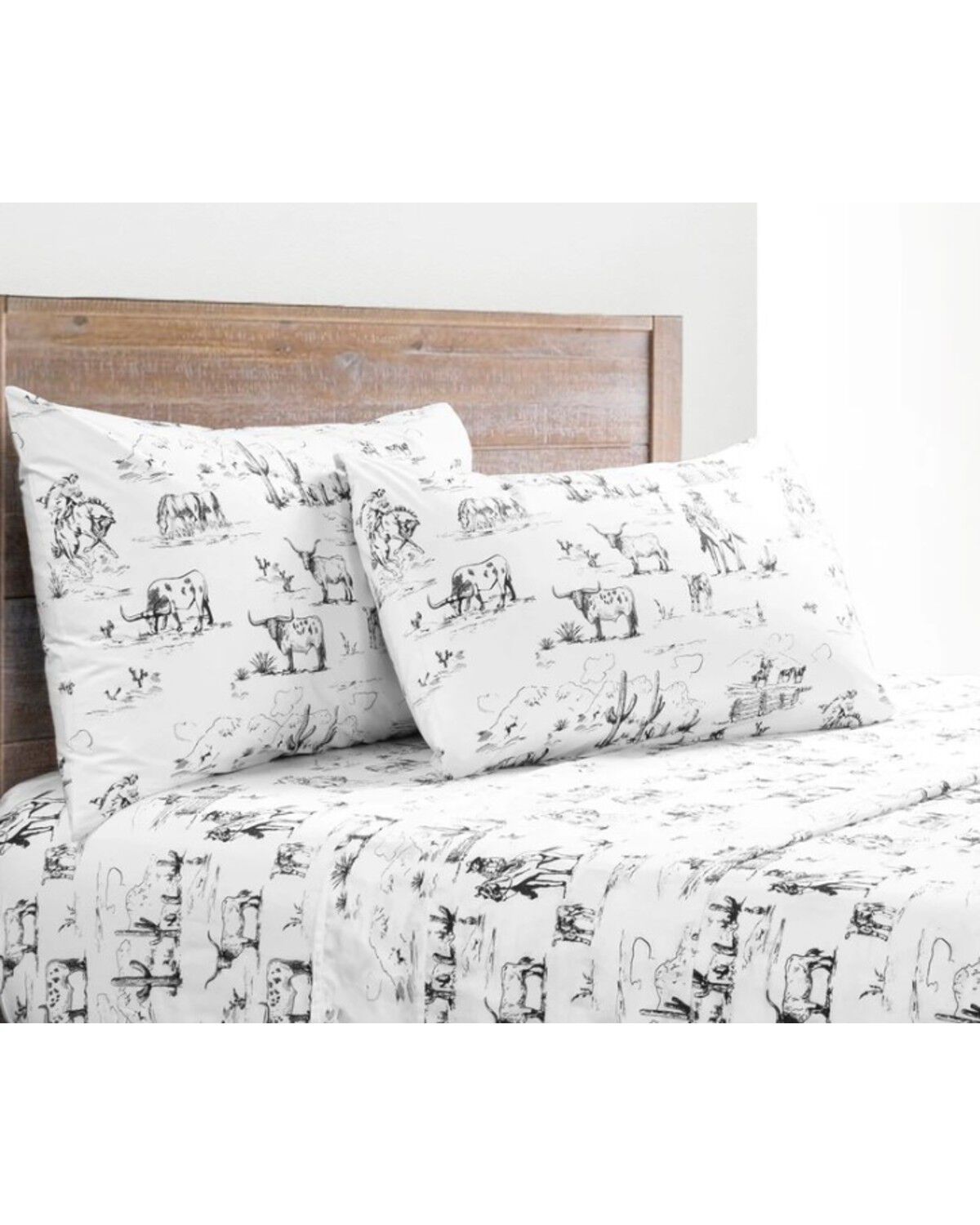 HiEnd Accents 200TC Cotton Ranch Life 4 Piece Sheet Set - Full Size, Black, hi-res