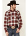 Ariat Men's Hillsboro Retro Large Plaid Long Sleeve Snap Western Flannel Shirt , Red, hi-res