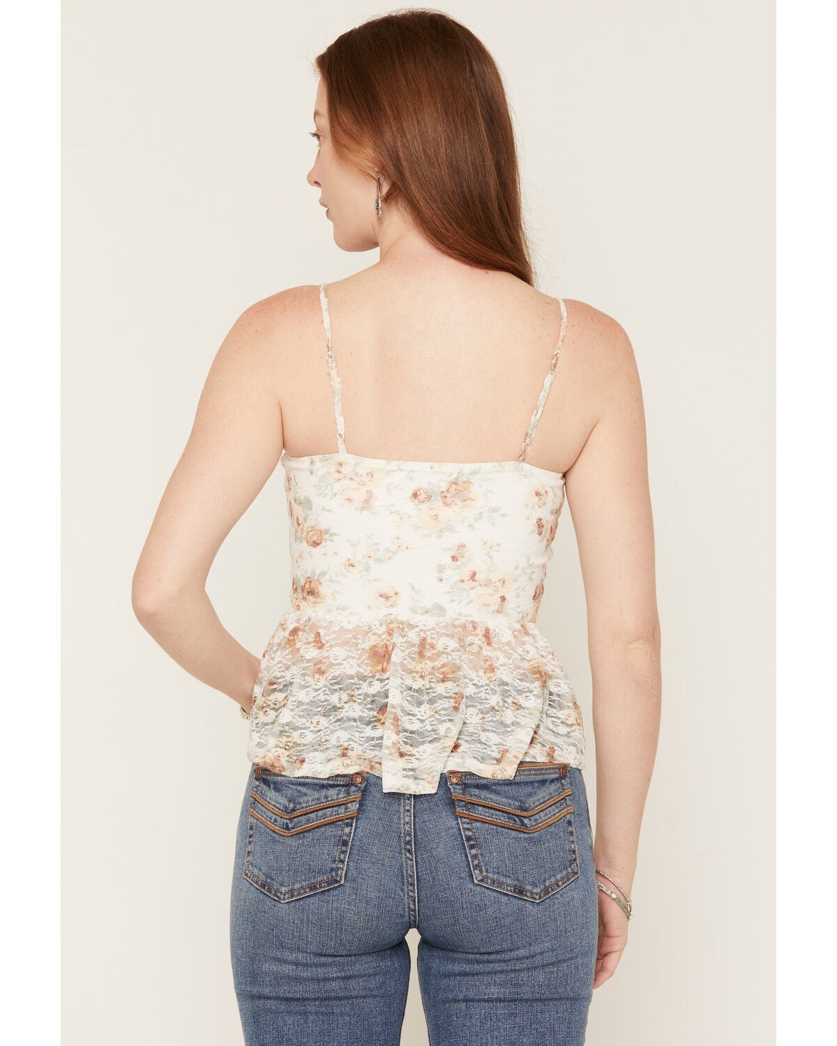 Image #4 - Cleo + Wolf Women's Floral Print Peplum Tank, Ivory, hi-res