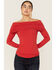 Image #1 - Free People Women's Iris Layering Off The Shoulder Long Sleeve Shirt, Red, hi-res