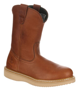 Georgia Farm and Ranch Wellington Work Boots - Round Toe, Gold, hi-res