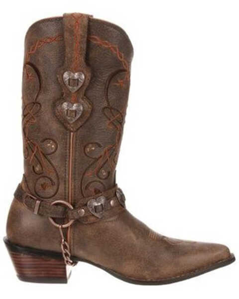 Durango Women's Crush Heart Harness Boots - Pointed Toe, Brown, hi-res