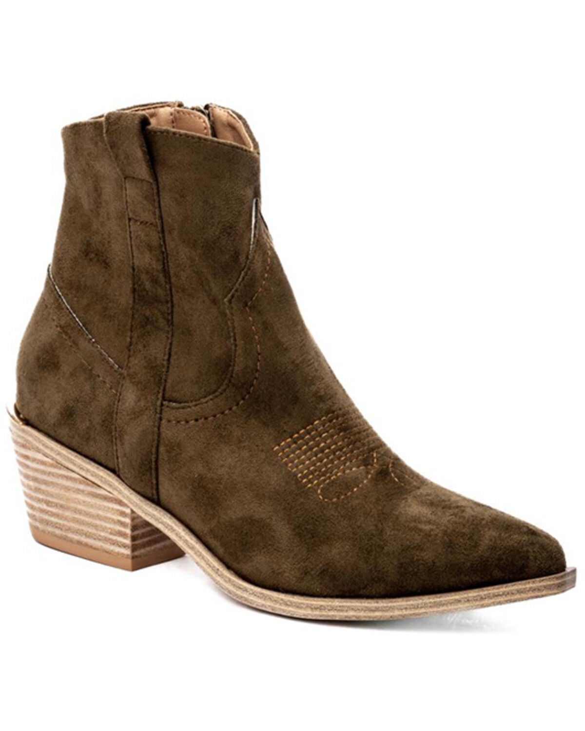 Image #1 - Hey Girl by Corkys Women's Quittin Time Fashion Booties - Snip Toe, Dark Green, hi-res
