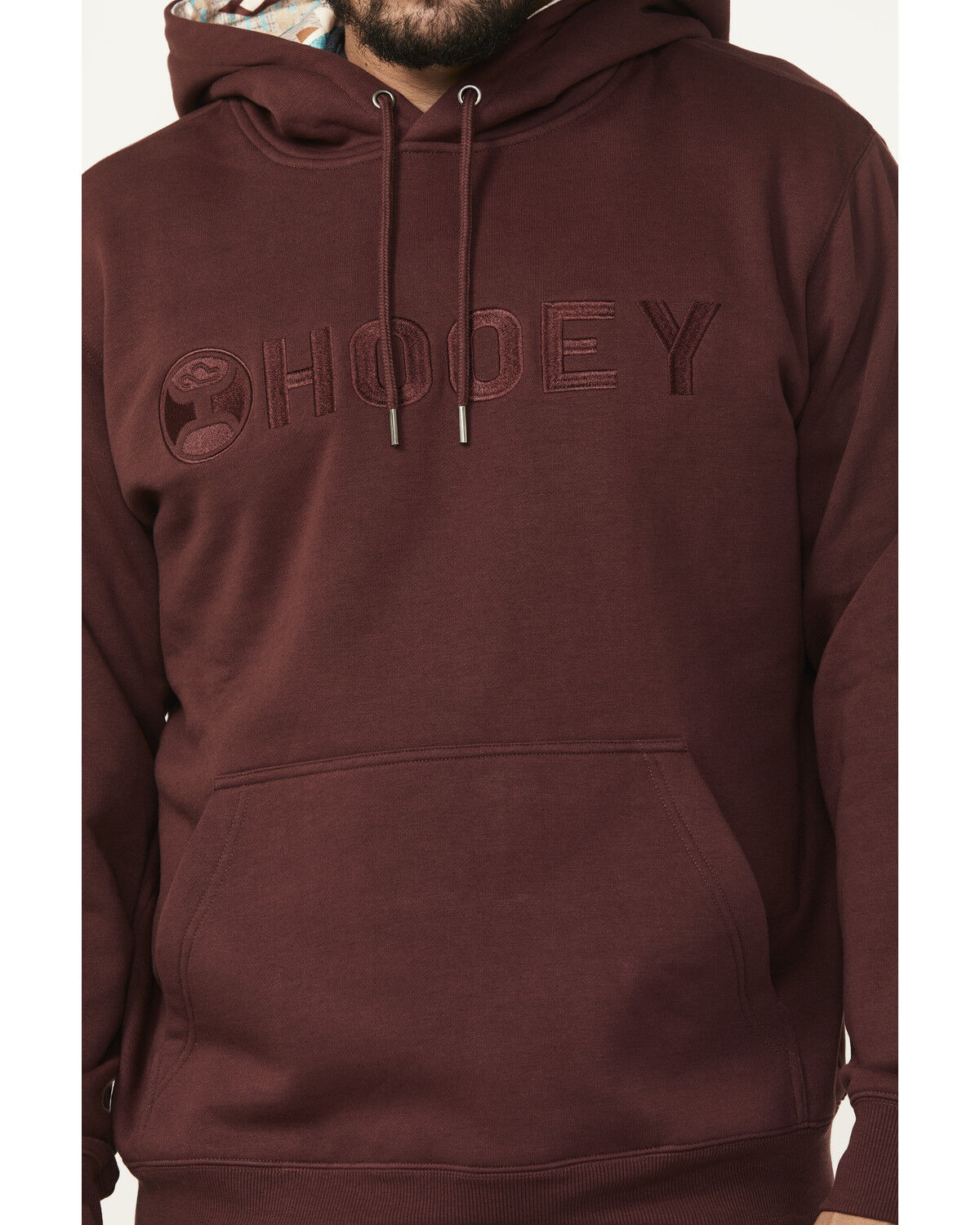 Image #3 - Hooey Men's Boot Barn Exclusive Embroidered Logo Hooded Sweatshirt, Maroon, hi-res