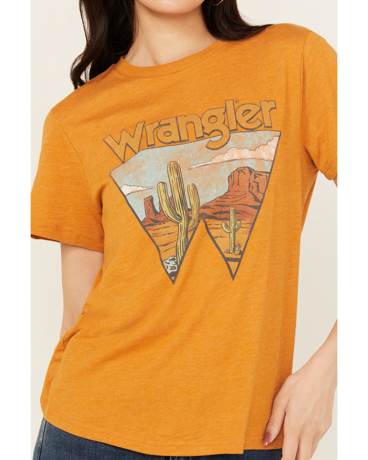 Image #3 - Wrangler Women's Logo Desert Scene Short Sleeve Graphic Tee, Orange, hi-res