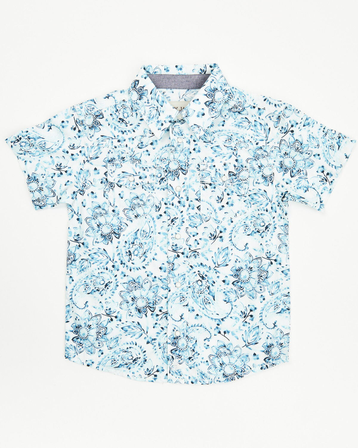 Image #1 - Cody James Toddler Boys' Frontier Threads Paisley Print Short Sleeve Snap Western Shirt, White, hi-res