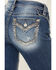 Image #2 - Miss Me Women's Medium Wash Mid Rise Border Flap Pocket Bootcut Stretch Denim Jeans, Medium Wash, hi-res