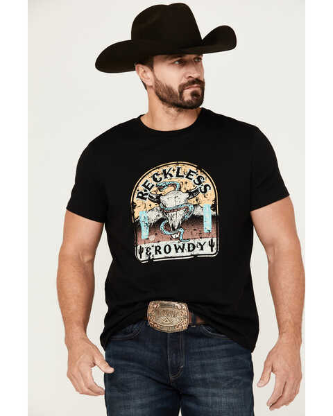 Image #1 - Rock & Roll Denim Men's Reckless And Rowdy Short Sleeve Graphic T-Shirt , Black, hi-res
