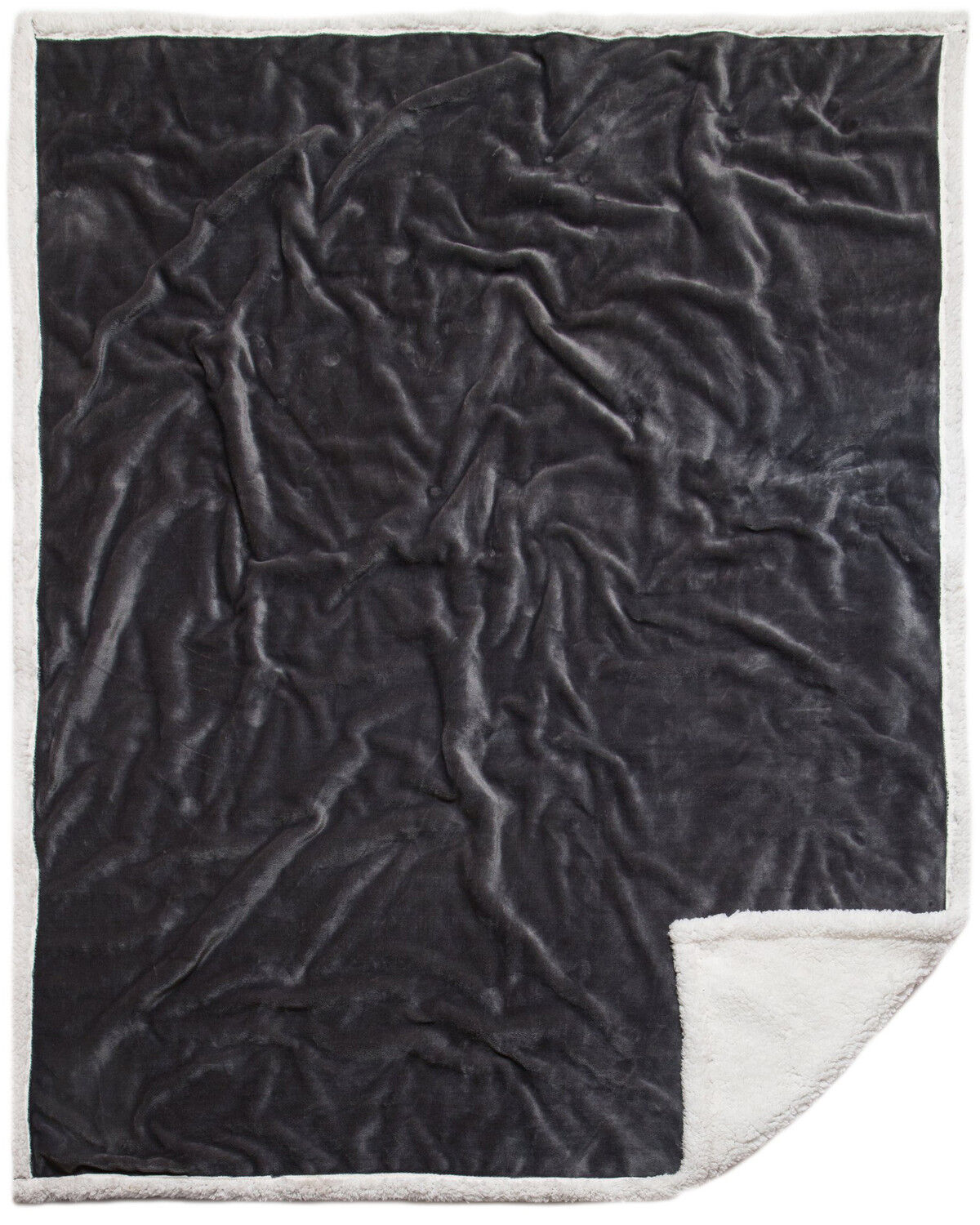 Image #2 - Carstens Home Solid Grey Large Extra Plush Sherpa Fleece Throw Blanket, Silver, hi-res