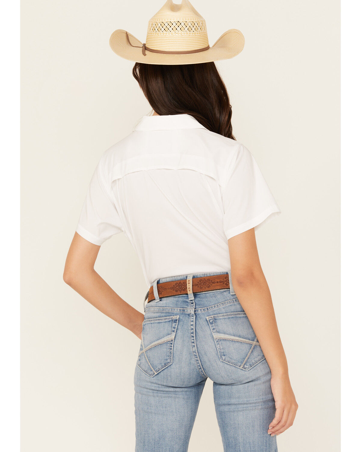 Image #4 - Ariat Women's VentTEK Solid Short Sleeve Button-Down Stretch Western Shirt, White, hi-res