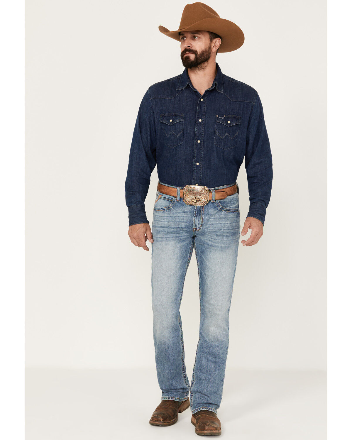 Image #1 - Ariat Men's M4 Relaxed Madera Straight Stretch Denim Jeans - Big, Blue, hi-res