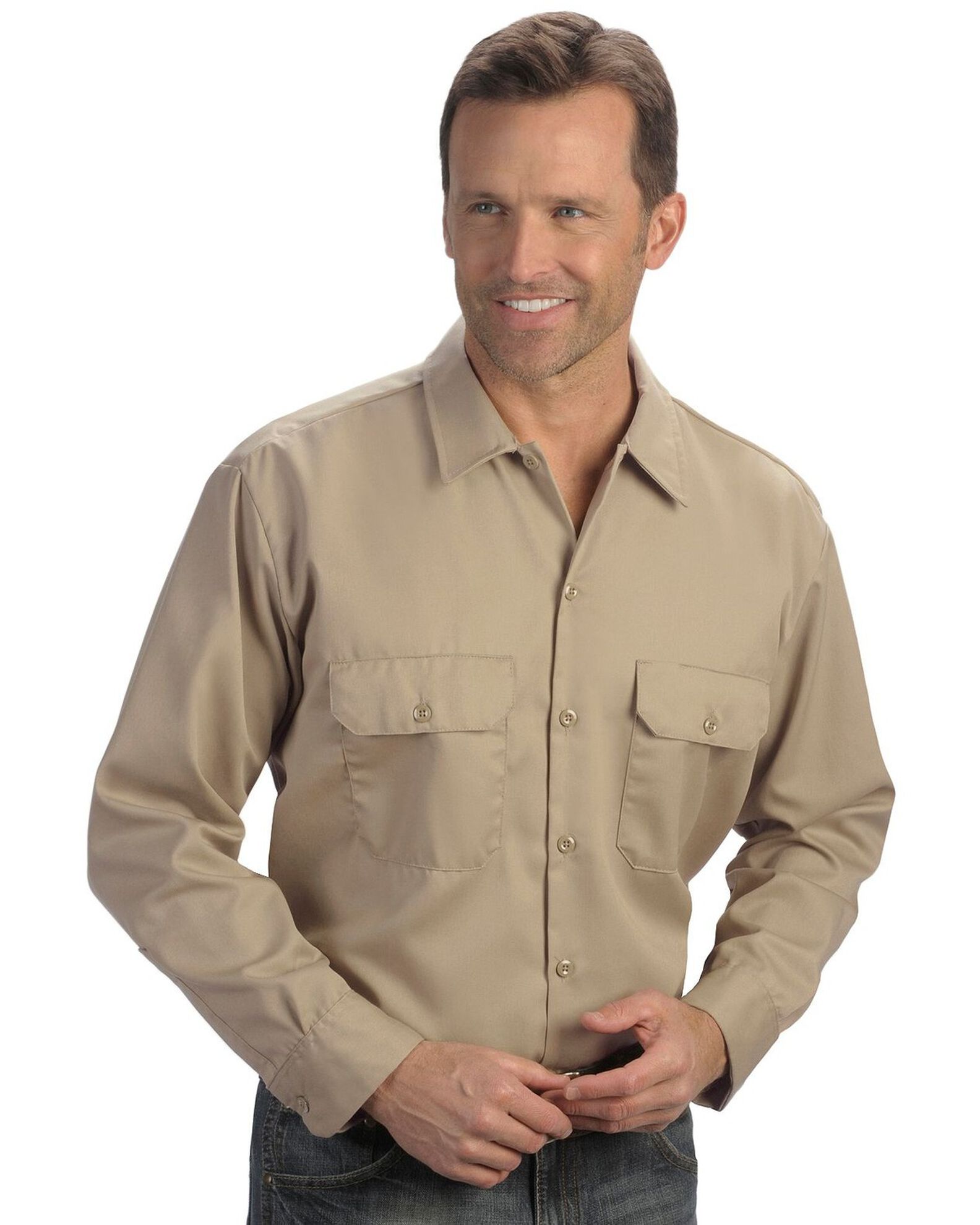 Image #1 - Dickies Twill Work Shirt - Big & Tall, Khaki, hi-res