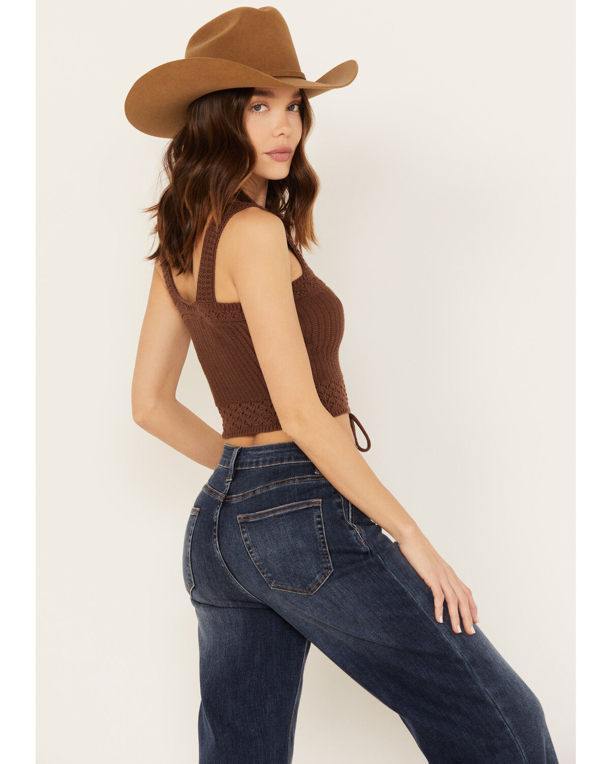 Image #4 - Shyanne Women's Tie-Front Sweater Tank, Medium Brown, hi-res