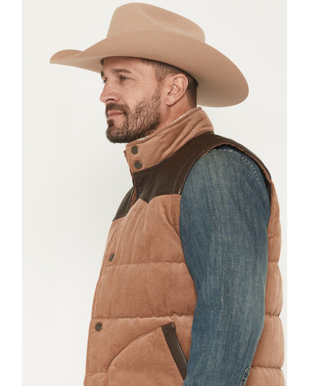 Image #2 - Cody James Men's Lonoke Corduroy Puffer Vest - Big, Tan, hi-res