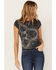 Image #1 - Shyanne Women's Bandana Short Sleeve Graphic Ringer Tee, Charcoal, hi-res