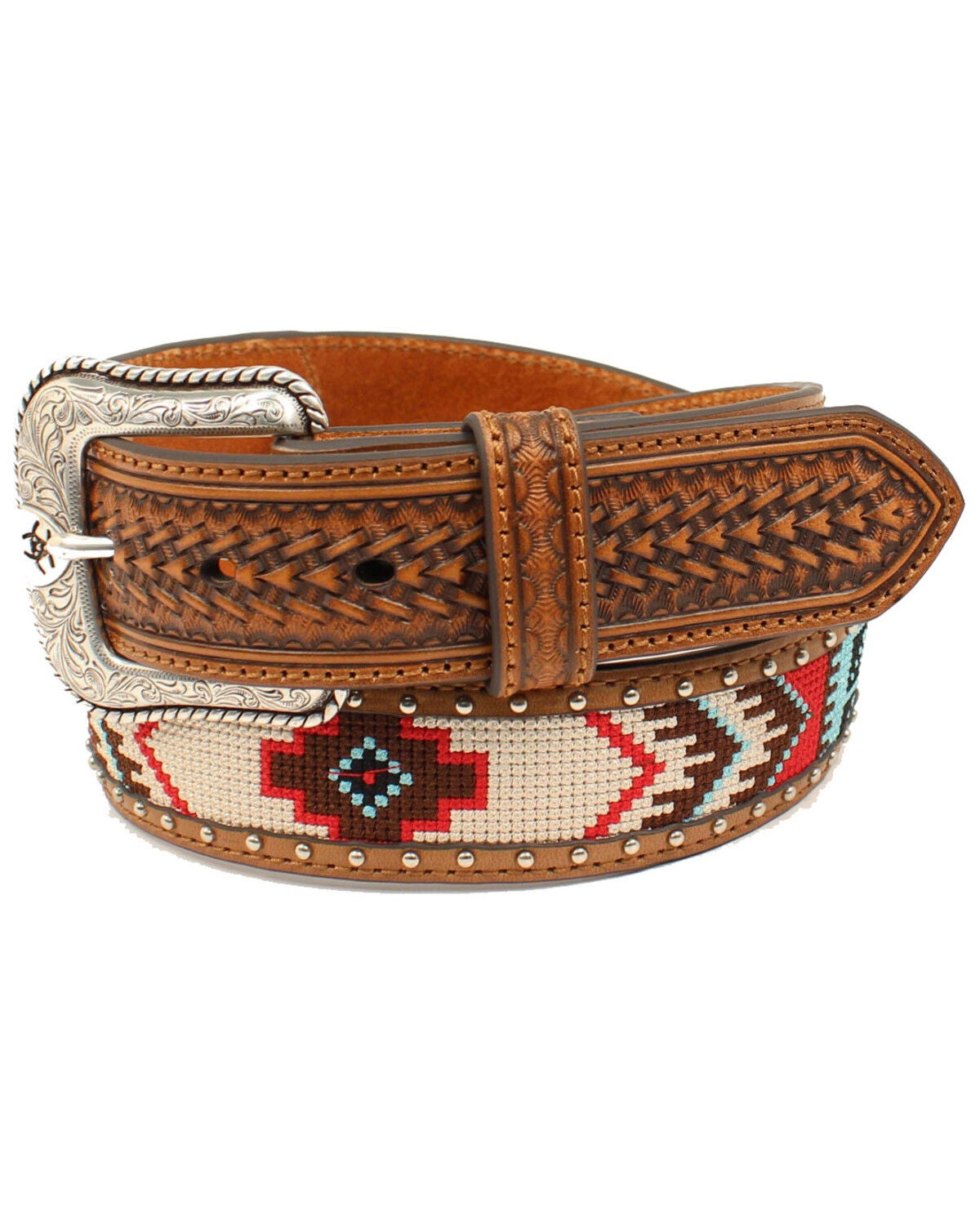 Ariat Men's Bright Fabric Western Belt, No Color, hi-res