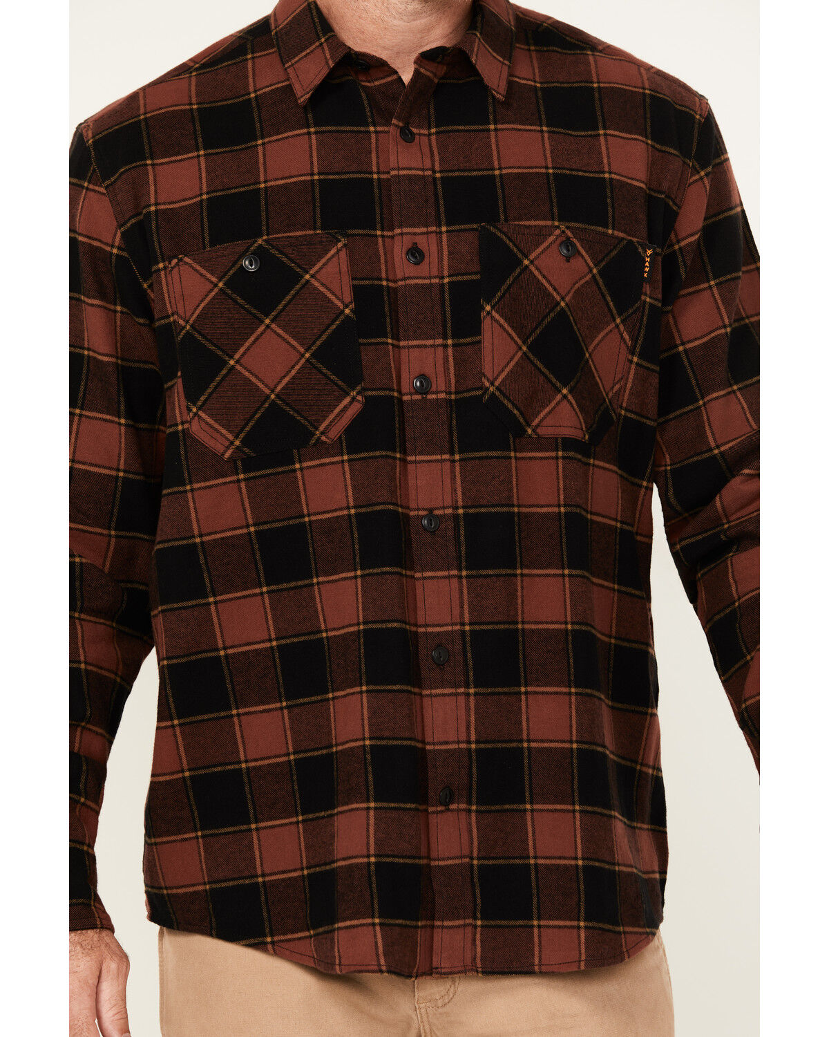 Image #3 - Hawx Men's Buck Plaid Print Long Sleeve Button-Down Flannel Shirt, Mahogany, hi-res