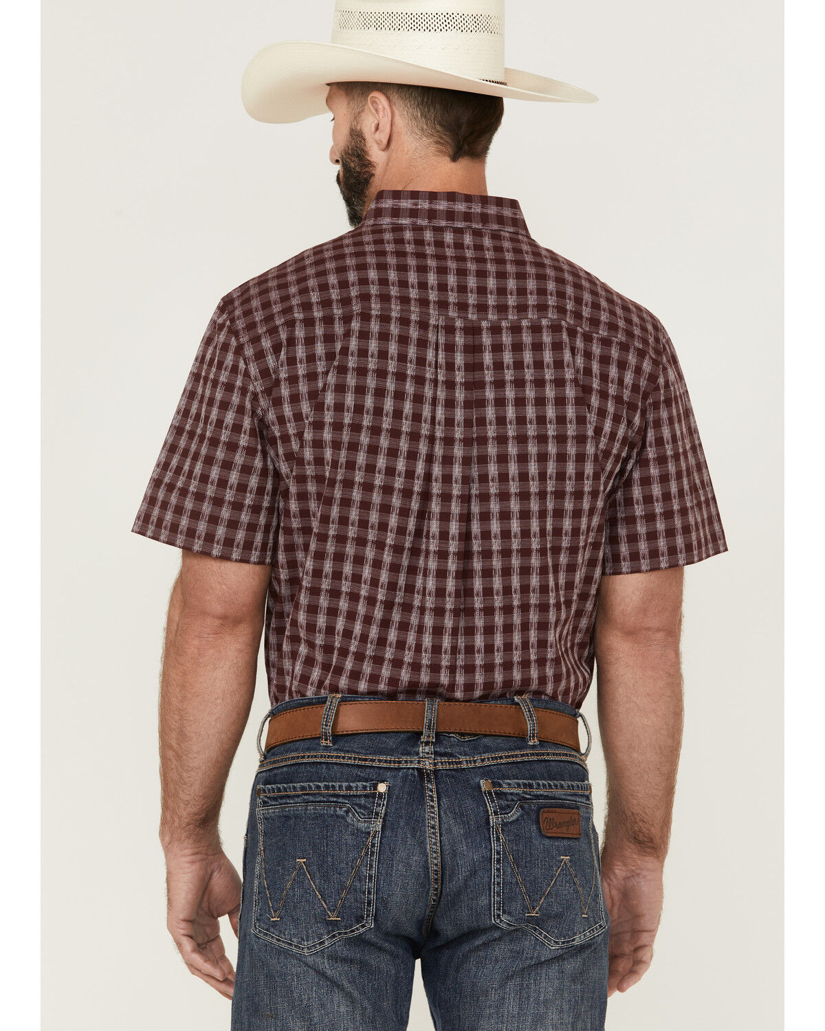 Image #4 - RANK 45® Men's Pick Up Small Plaid Print Short Sleeve Button-Down Western Shirt, Blue, hi-res