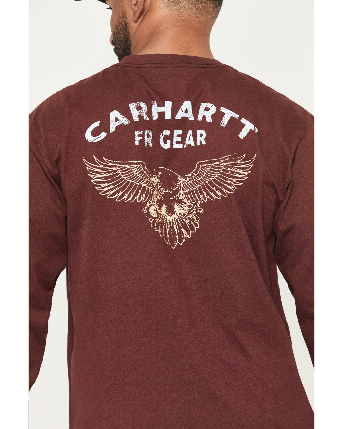 Image #4 - Carhartt Men's FR Force® Loose Fit Eagle Long Sleeve Graphic Work T-Shirt, Burgundy, hi-res
