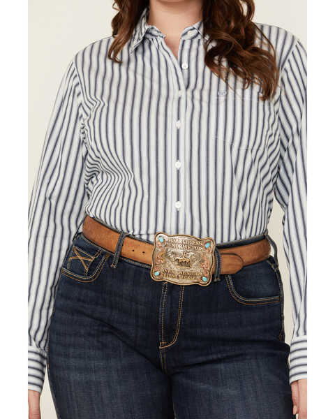 Image #3 - Ariat Women's Kirby Striped Print Long Sleeve Button-Down Stretch Western Shirt - Plus , Blue, hi-res