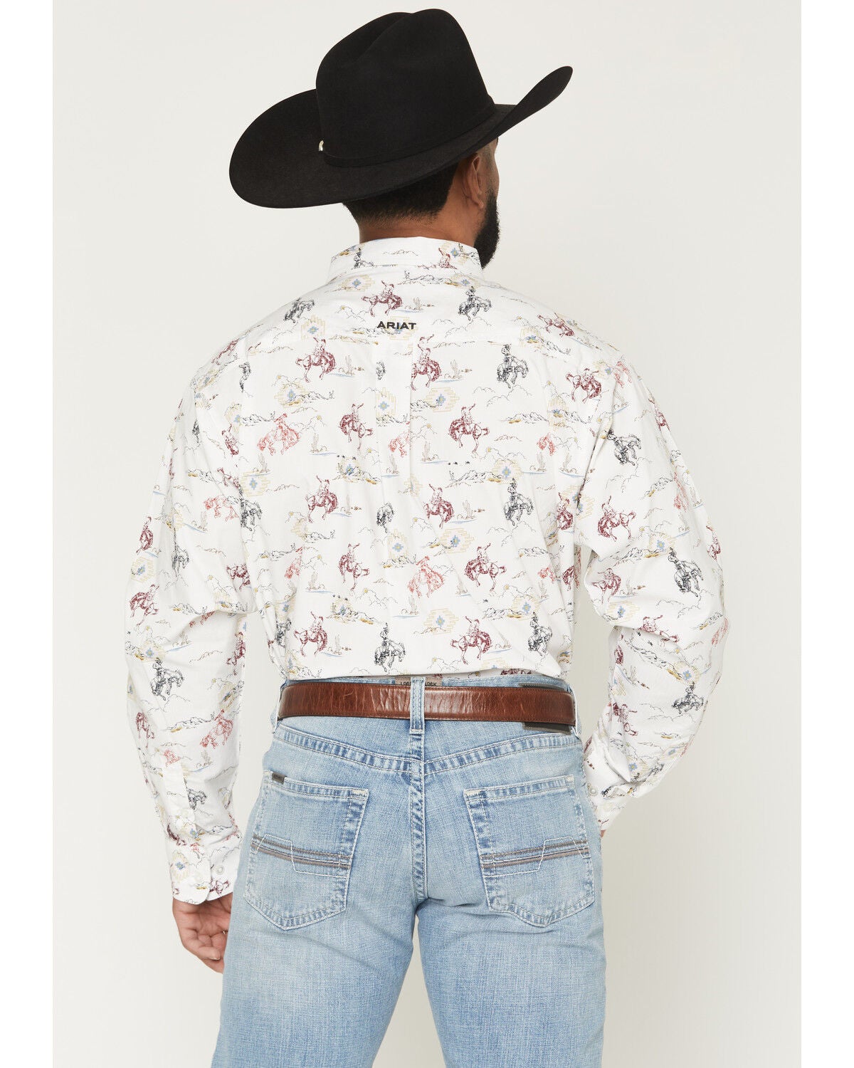 Image #4 - Ariat Men's Tabor Cowboy Print Long Sleeve Button-Down Western Shirt, White, hi-res