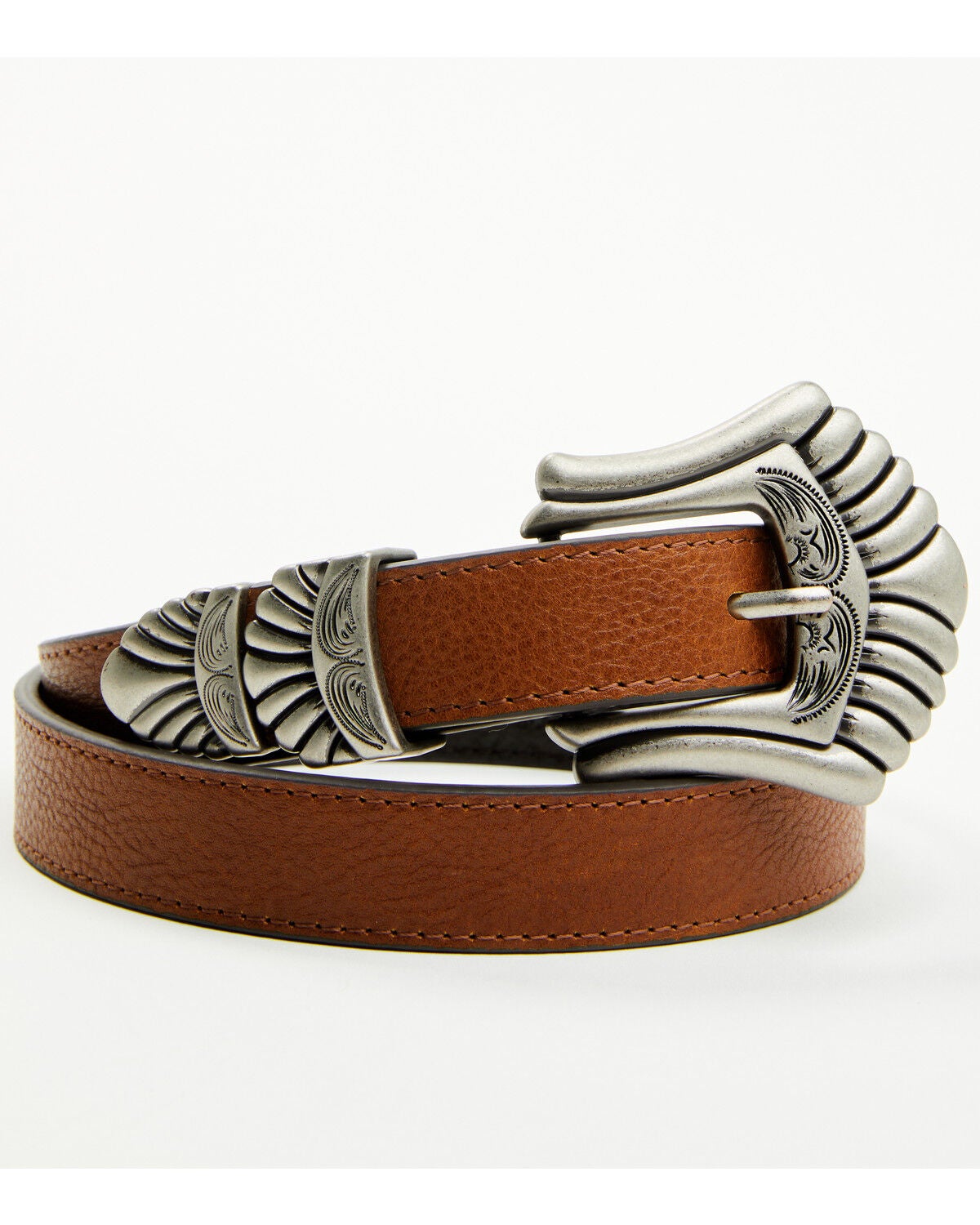 Image #2 - Shyanne Women's Teagan Skinny 3-Piece Buckle Belt, Brown, hi-res