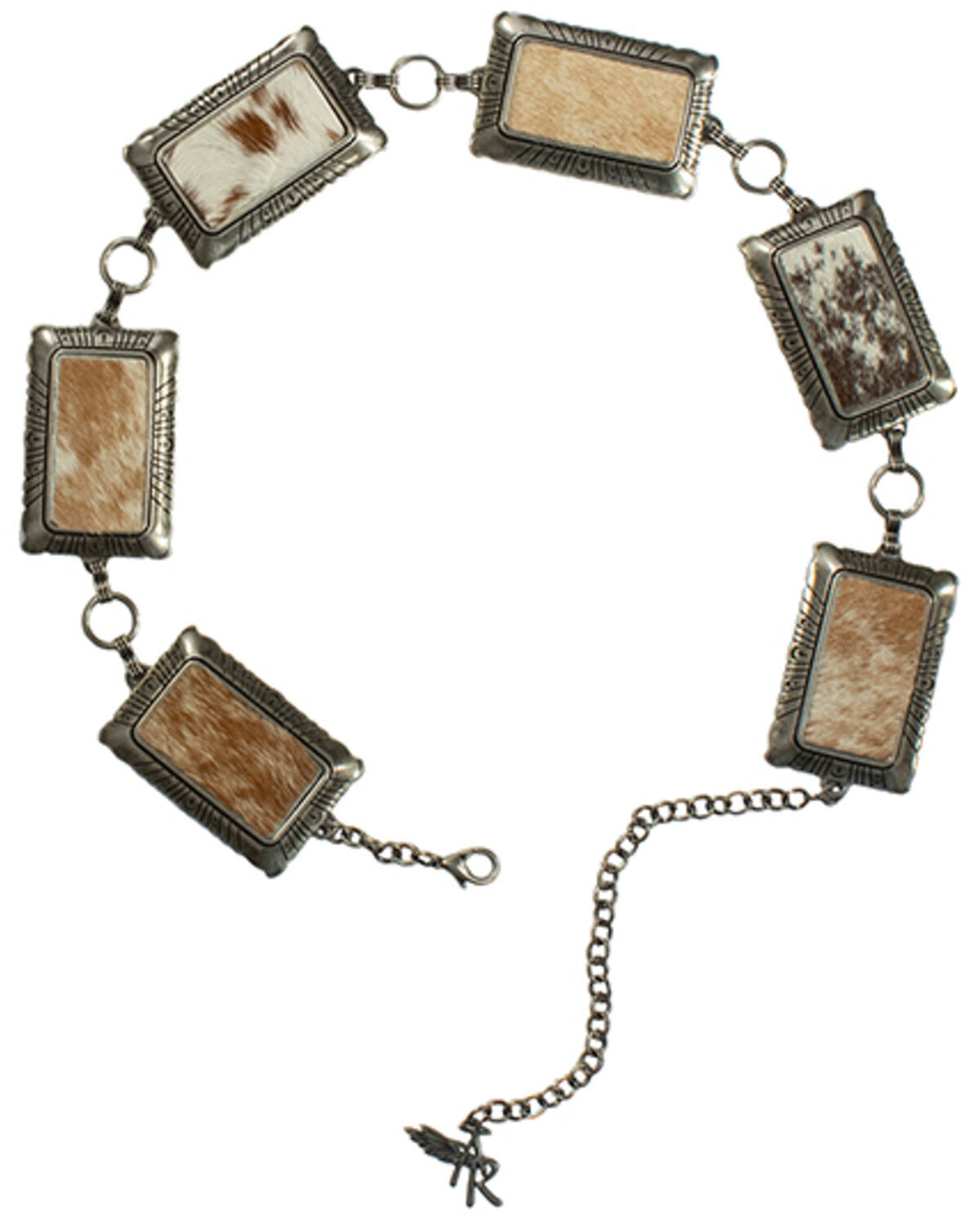 Image #1 - Angel Ranch Women's Calf Hair Concho Chain Belt, Tan, hi-res