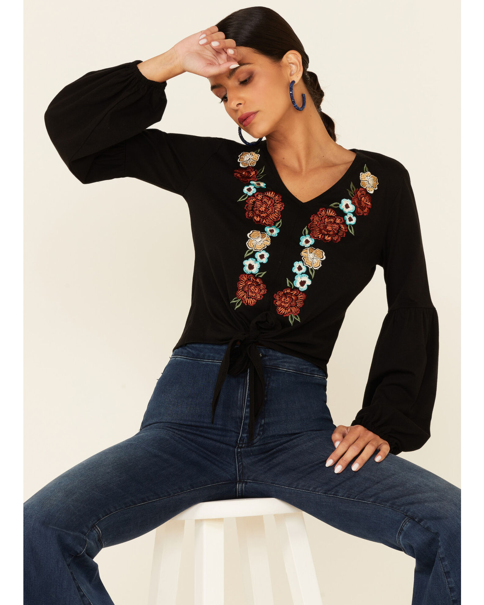 Tie front peasant top sale