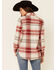Image #4 - Shyanne Women's Ivory & Burgundy Plaid Button-Down Western Core Flannel Shirt , , hi-res