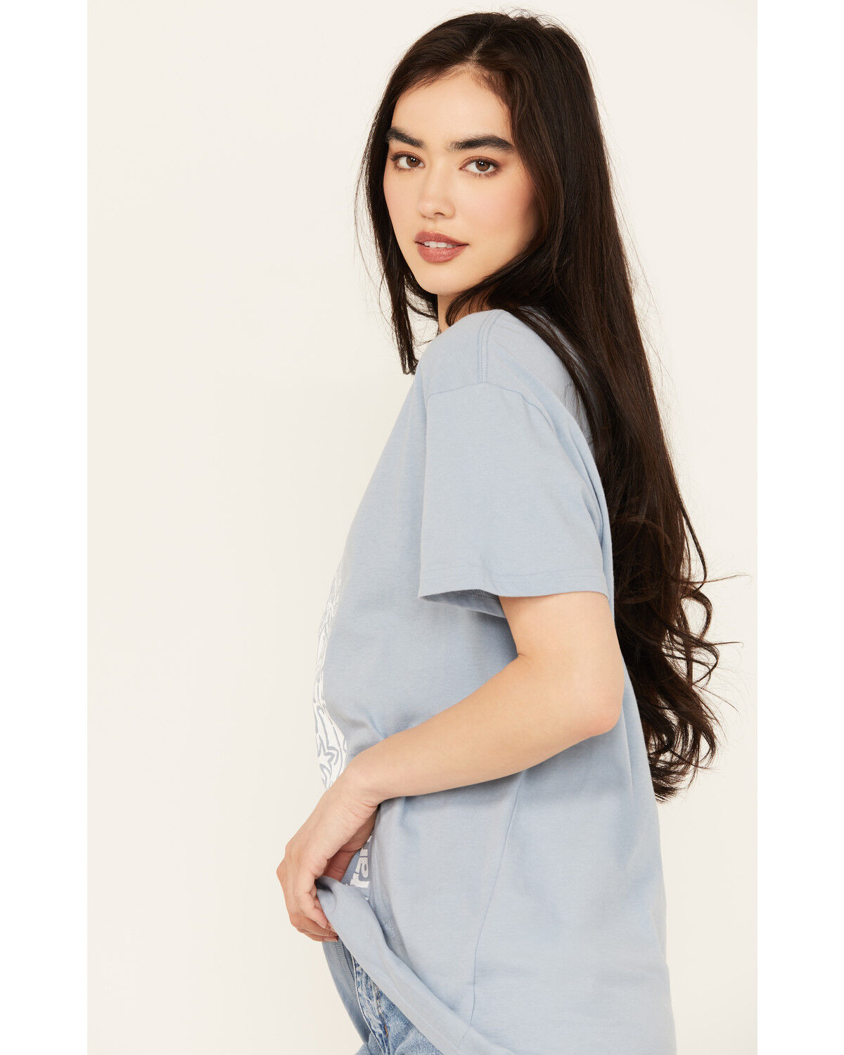 Image #2 - Wrangler Women's Flower Boot Short Sleeve Graphic Tee, Blue, hi-res
