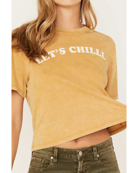 Image #3 - Cleo + Wolf Women's Let's Chill Short Sleeve Graphic Tee, Gold, hi-res