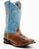Laredo Women's Darla Embroidered Burnished Leather Western Performance Boots - Broad Square Toe, Light Blue, hi-res