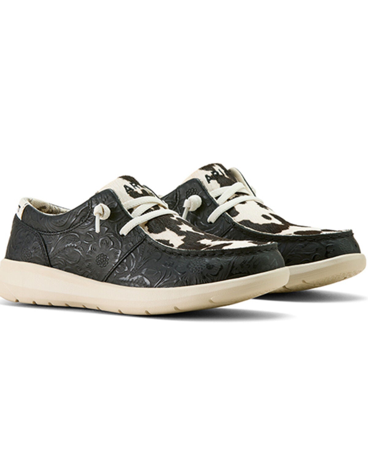 Image #2 - Ariat Women's Hair-On Tooled Hilo Casual Shoes - Moc Toe, Black, hi-res