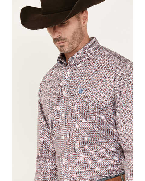 Image #2 - Cinch Men's Diamond Geo Print Long Sleeve Button-Down Western Shirt, Blue/red, hi-res