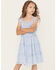 Image #2 - Ash & Violet Girls' Floral Print Ruffle Sleeve Dress, Blue, hi-res