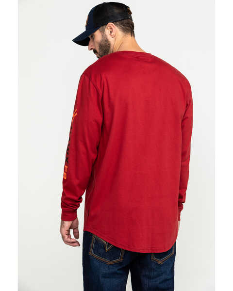 Image #2 - Hawx Men's FR Logo Long Sleeve Work T-Shirt , Red, hi-res