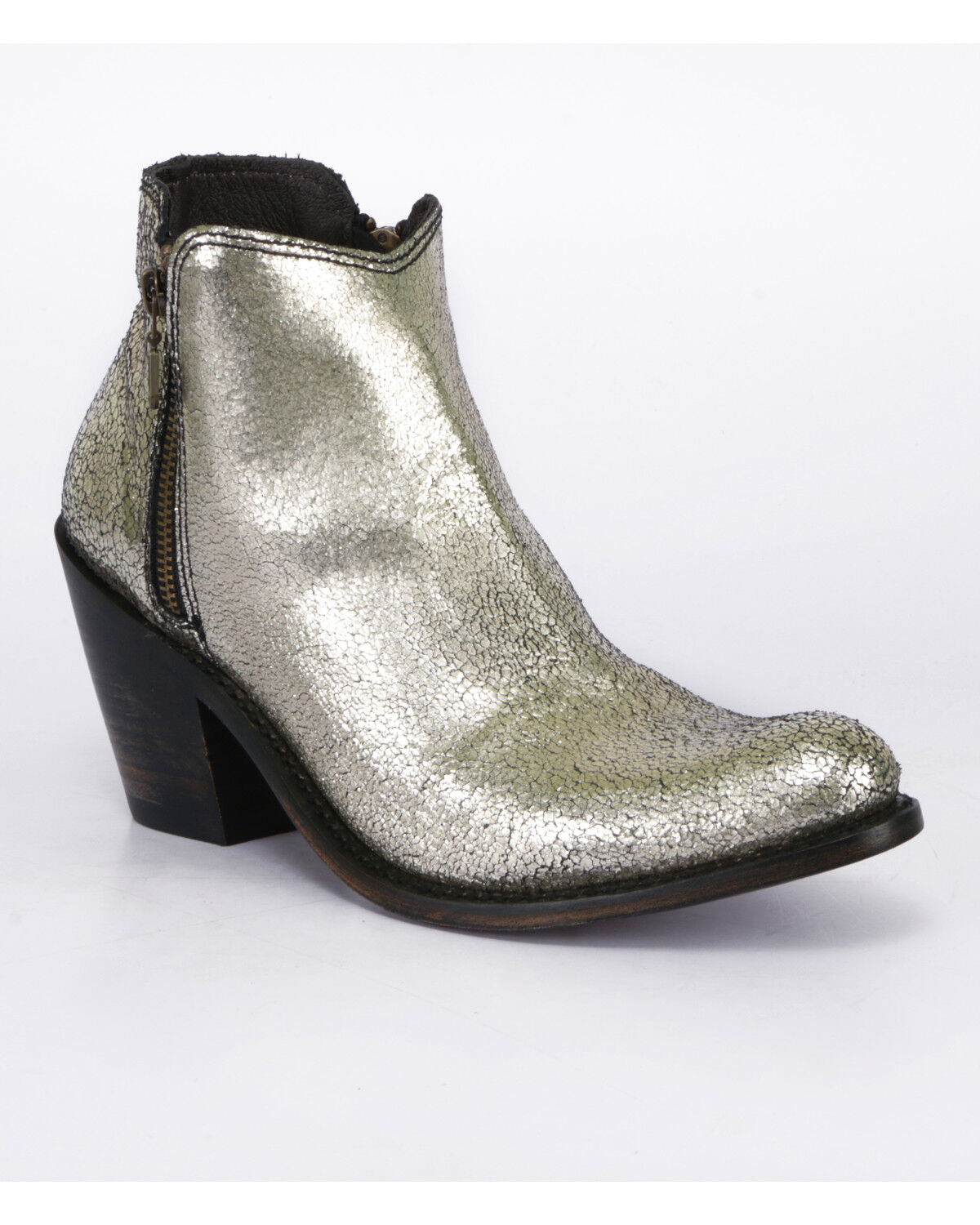 Image #1 - Liberty Black Women's Cracked Metallic Booties - Pointed Toe, Gold, hi-res