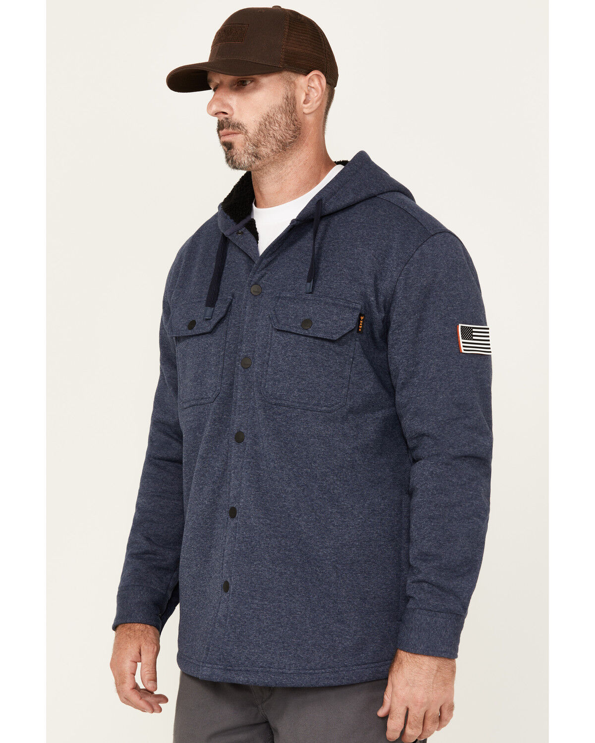 Image #1 - Hawx Men's Racine Hooded Shirt Jacket, Navy, hi-res