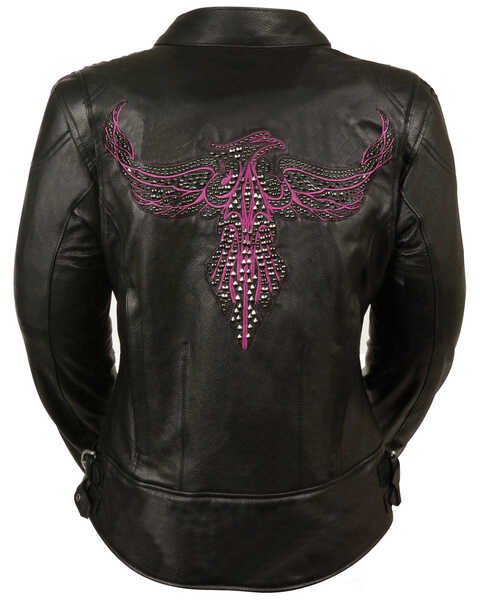 Image #3 - Milwaukee Leather Women's Concealed Carry Embroidered Phoenix Leather Jacket , Pink/black, hi-res