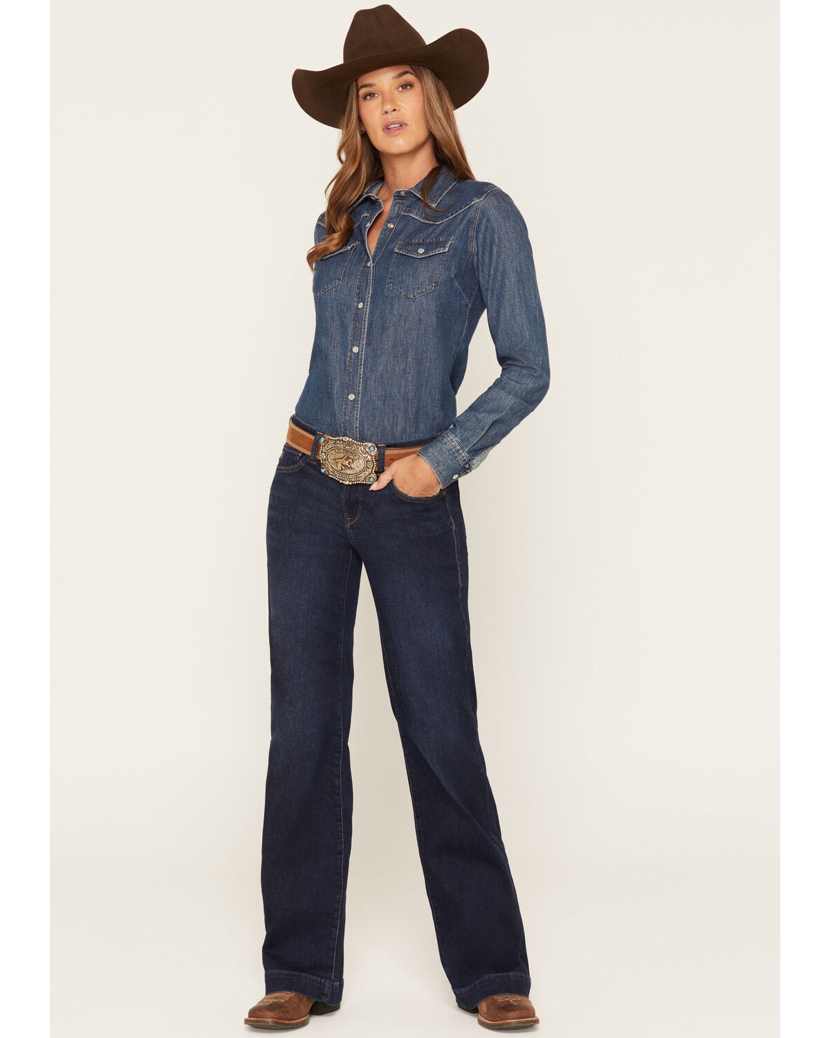 Ariat Women's Vilma Dark Wash Revel Perfect Rise Trouser Ultrastretch Denim Jeans, Dark Wash, hi-res
