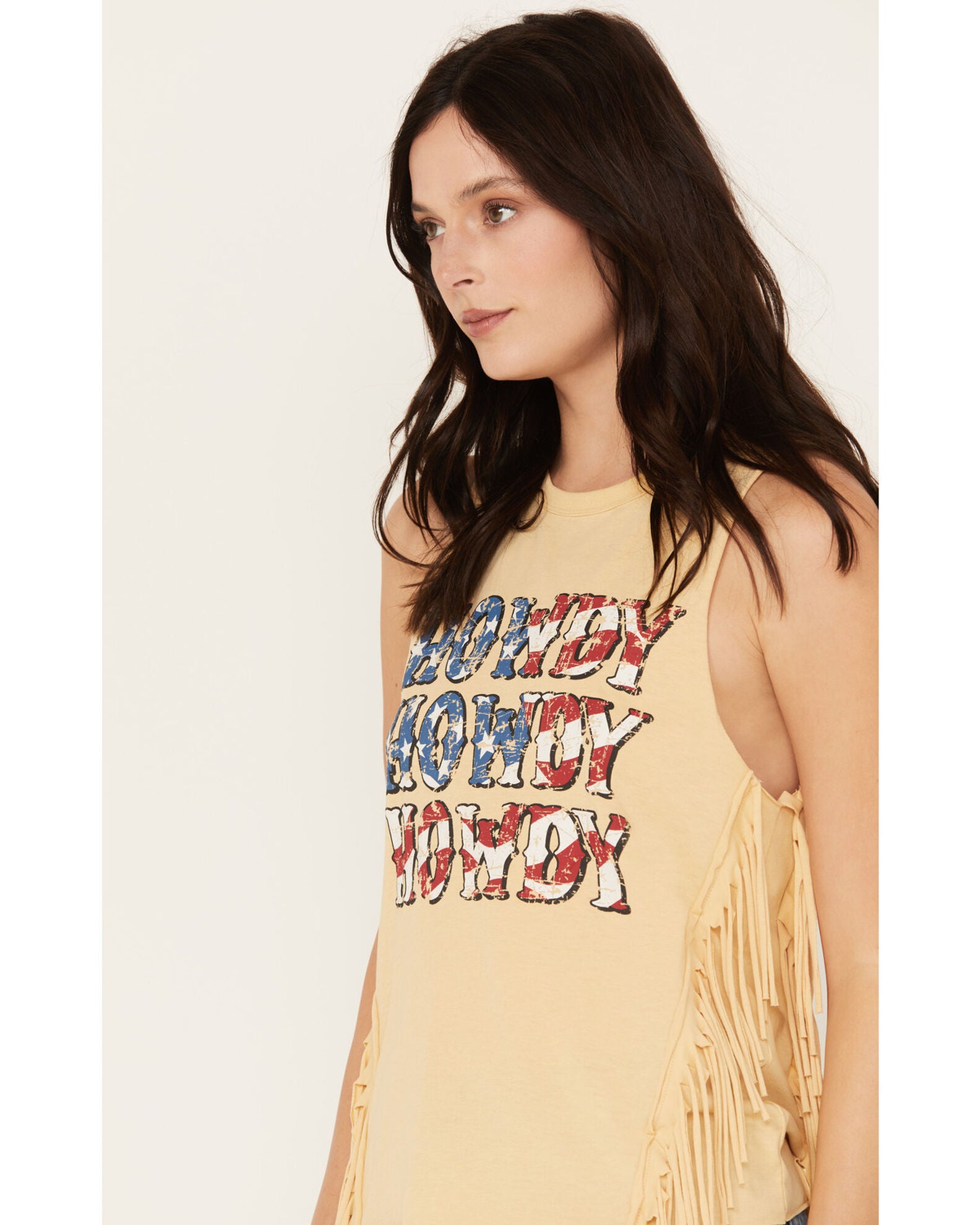 Product Name: Rock & Roll Denim Women's Howdy Fringe Graphic Tank