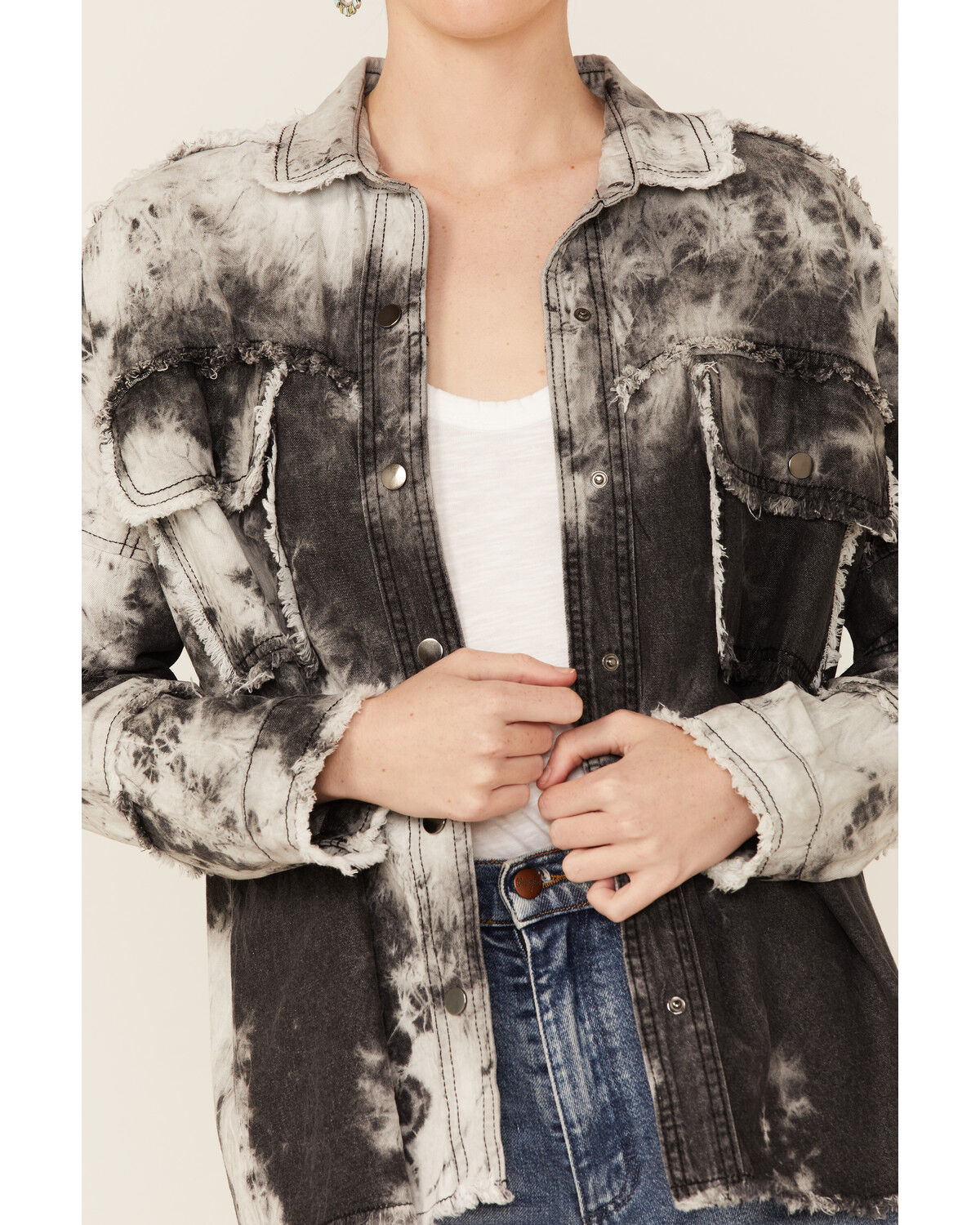Image #3 - Revel Women's Tie-Dye Rock & Roll Snap-Front Shacket   , , hi-res