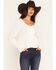 Image #1 - Wonderwest Women's Long Sleeve Lace Trim Button-Front Top, Ivory, hi-res