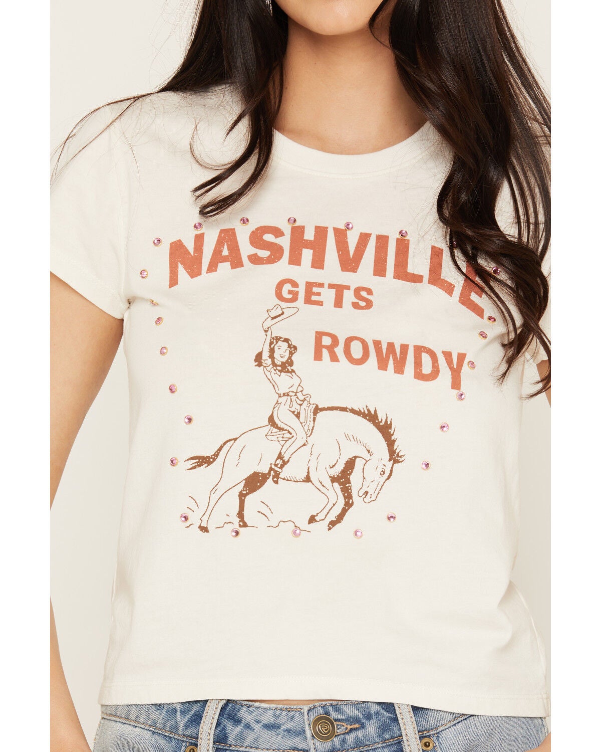 Image #3 - Blue Life Women's Rowdy Short Sleeve Graphic Tee, White, hi-res